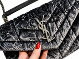 SAINT LAURENT YSL Loulou Puffer Crushed-Velvet Shoulder Bag Handbag ladies