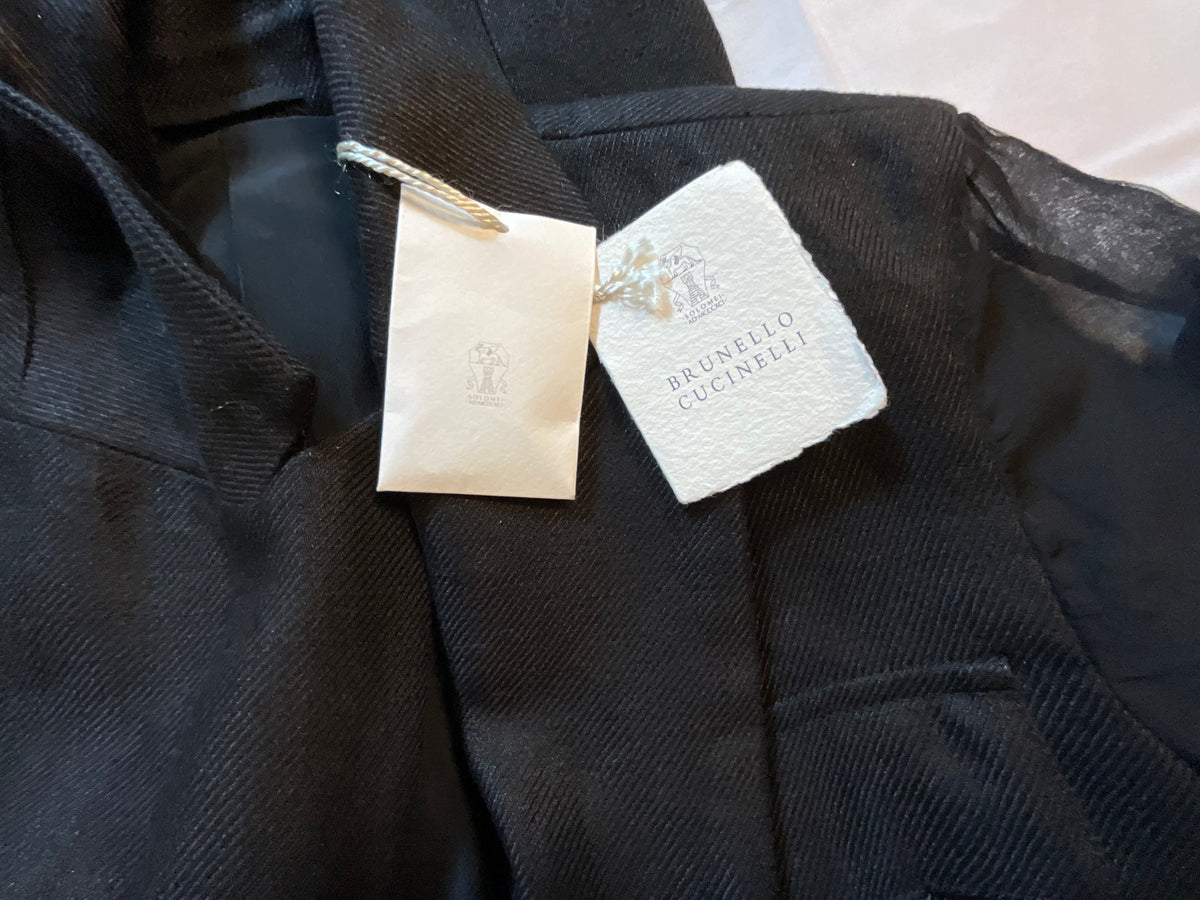 Brunello Cucinelli Black Linen & Silk Blazer Monili size I 40 UK 8 US 4 S small ladies