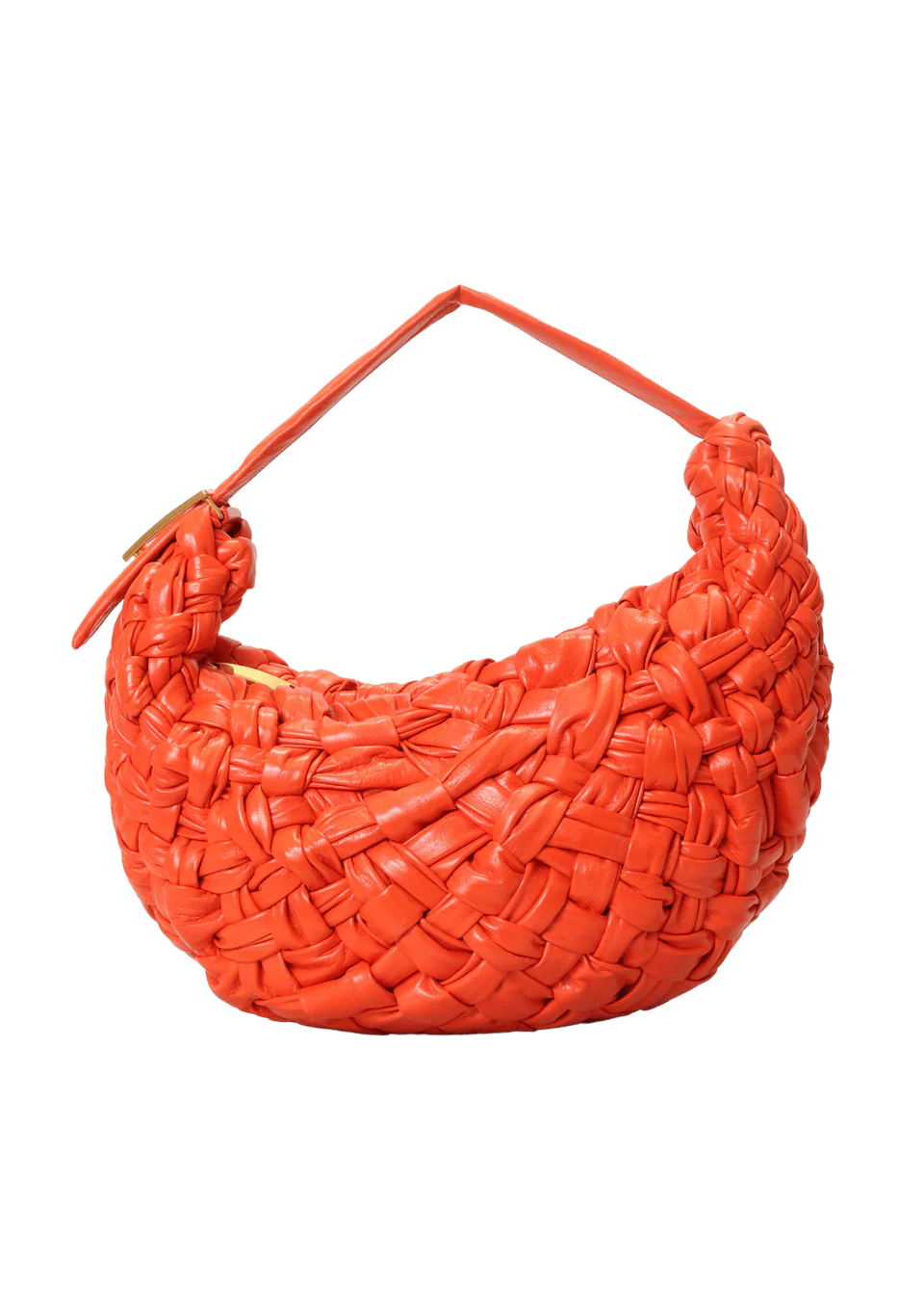 Bottega Veneta Leather Intrecciato Banana Shoulder Bag Orange ladies