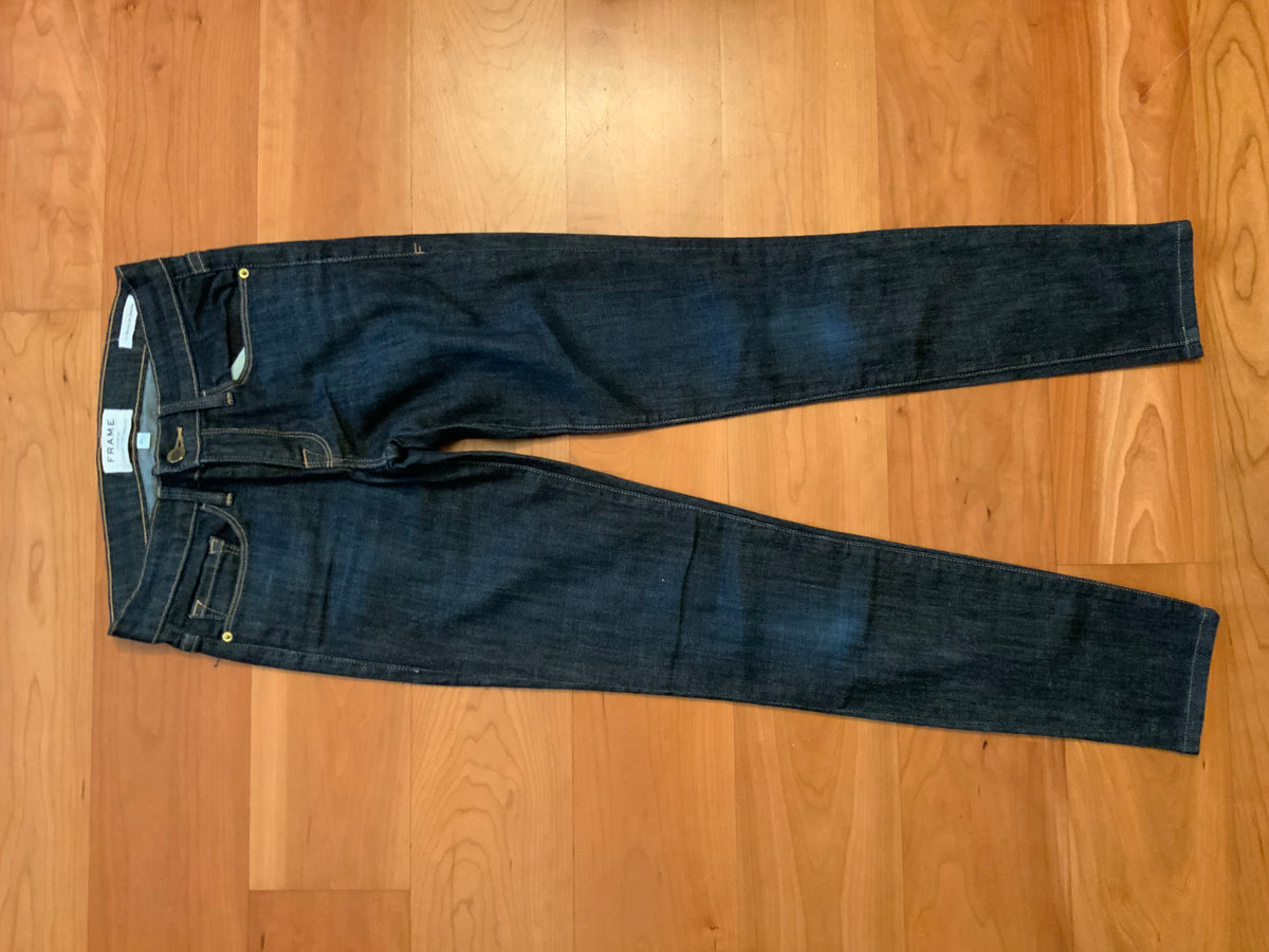 FRAME LE SKINNY DE JEANNE NAVY BLUE DENIM JEANS Size 25 ladies