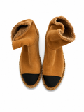 Chanel Kid Suede Shearling Cap Toe Chain Short Boots size 38 ladies