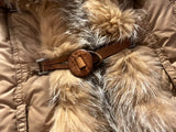 Moncler Brown Camel Fur Trim Down Puffer Jacket Coat Size 0 ladies