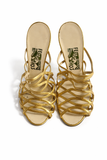 Salvatore Ferragamo Archives Limited Edition Leather Gold Mules Heels size 38 UK 5 ladies