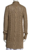 Tory Burch Gold Metallic Cable Knit Chunky Open Front Long Cardigan Size S small ladies