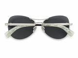 Chanel Silver/Black 4218 Mirror Quilted Rimless Aviator Pilot Sunglasses ladies