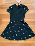 Miu Miu Black Crepe Sequin Embellished Plunge Black Dress Size I 40 S Small ladies