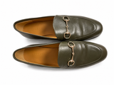 GUCCI Calfskin Womens Jordaan Loafers Luscious Green Size 38 1/2 ladies
