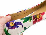 Salvatore Ferragamo Floral Print Leather Avola Bow Ballet Flats Size 8C 38 ladies