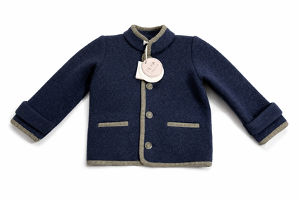 Pepa London Austrian Single Breasted Contrast Trim Jacket in Blue Pure Wool Size 4 years old children