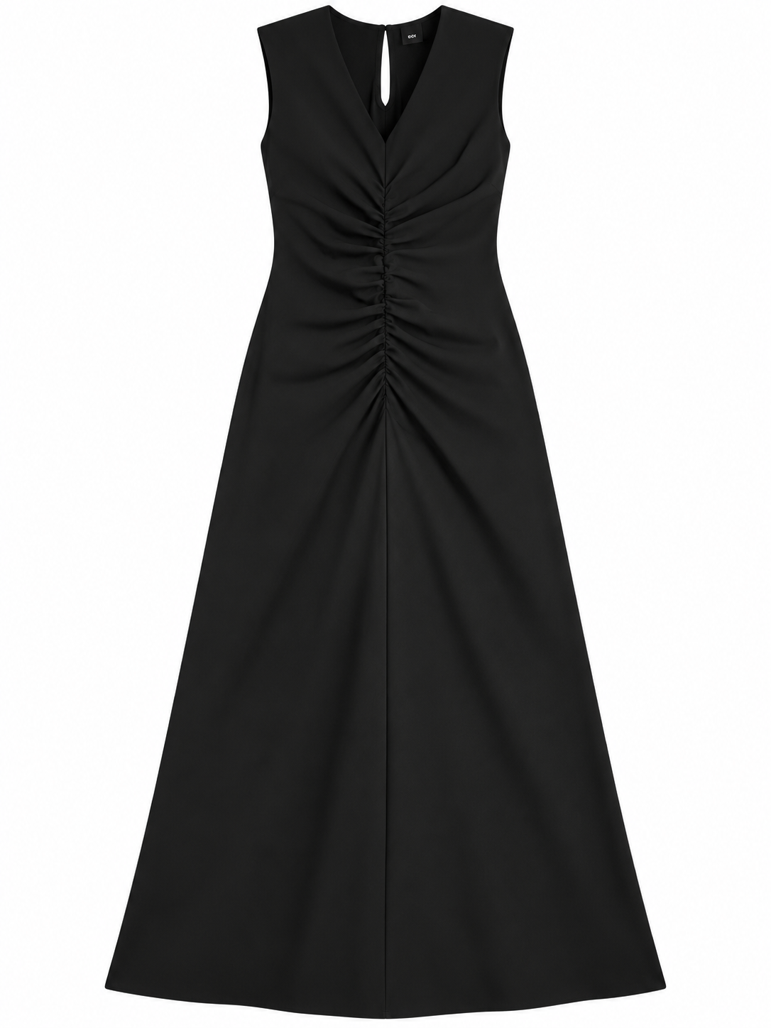 AlphaTauri Black Sleeveless Ruched Midi Dress – Size XS ladies