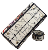 Christian Dior Canvas Embroidered Medium Lady D-Lite Ecru Multicolor Bag Handbag ladies