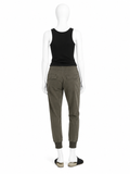 James Perse Mixed Media Army Green Pigment Trousers size 2 M medium ladies