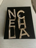 CHANEL XL Crystal Cha-Nel Logo Drop Earrings ladies