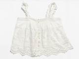 LoveShackFancy Luanne Crochet-Trimmed Embroidered Cotton Voile Top size M medium ladies