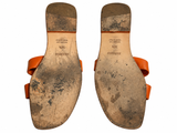 Hermès Oran H Leather Slide Sandals – Orange – Size 38.5 ladies