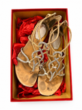 René Caovilla Crystal Embellished Flat Sandals – Gold – EU 36 ladies