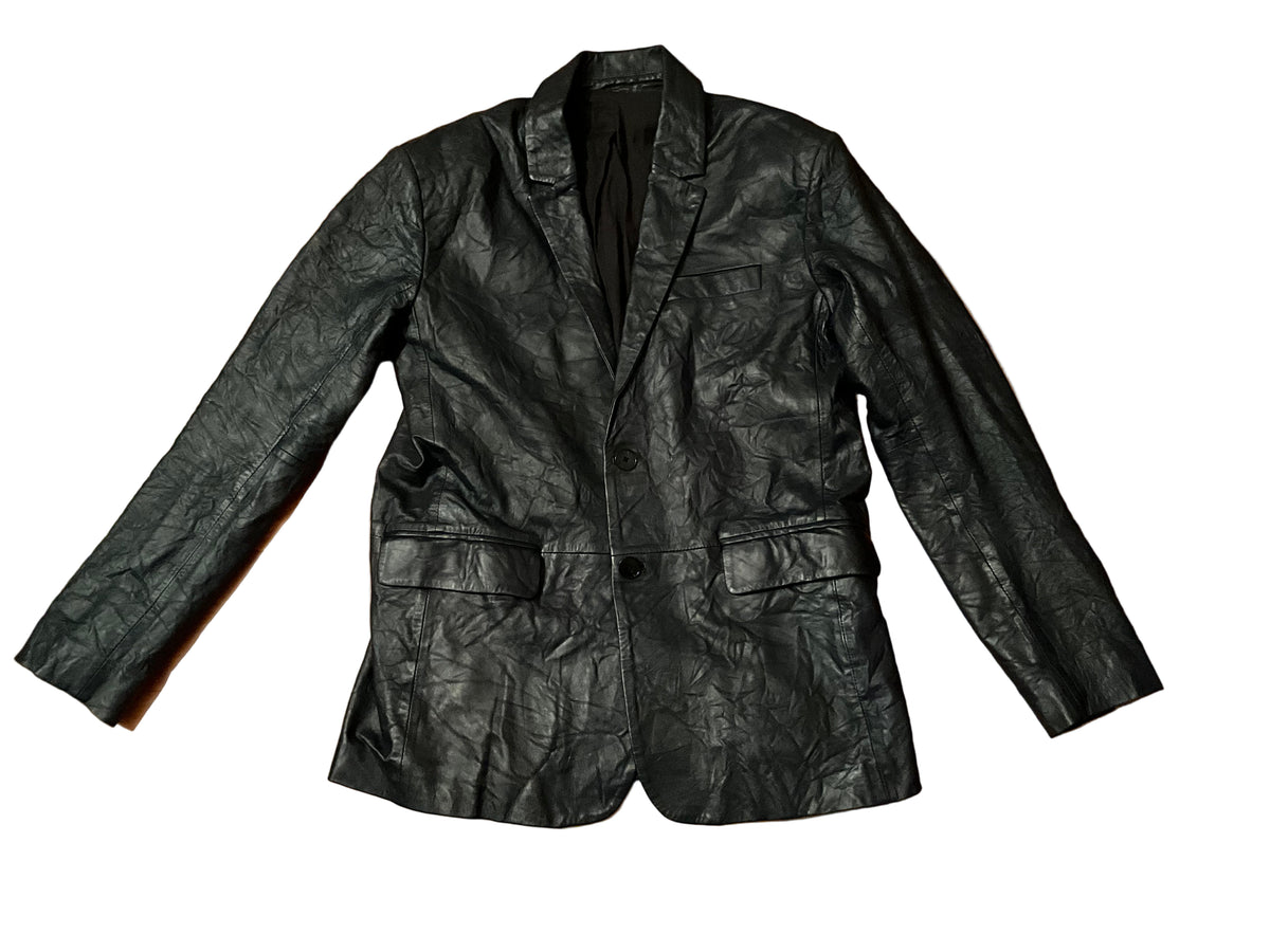 ZADIG & VOLTAIRE Valfried Crinkle Leather Jacket Navy Size 50 men