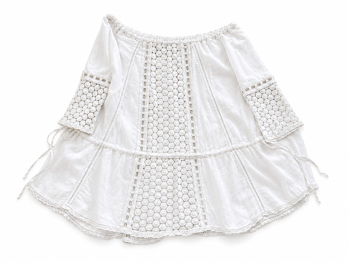 SUNDAY SAINT-TROPEZ Linen Embroidered White cover up dress One Size Fits All LADIES