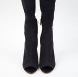 Jimmy Choo Black Mesh Over-the-Knee Peep-Toe Stiletto Boots – Size 37 ladies