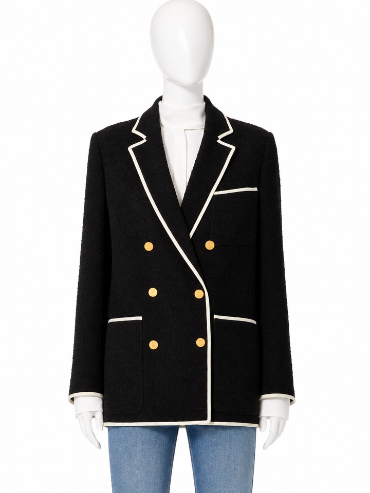 Valentino Black Tweed Jacket with Contrast Trim ladies