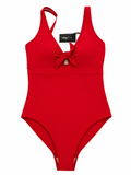 Pour Moi Underwired Bow Front Tummy Control Swimsuit – Red ladies