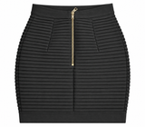 Balmain Black Ribbed Mini Skirt size F 36 S ladies