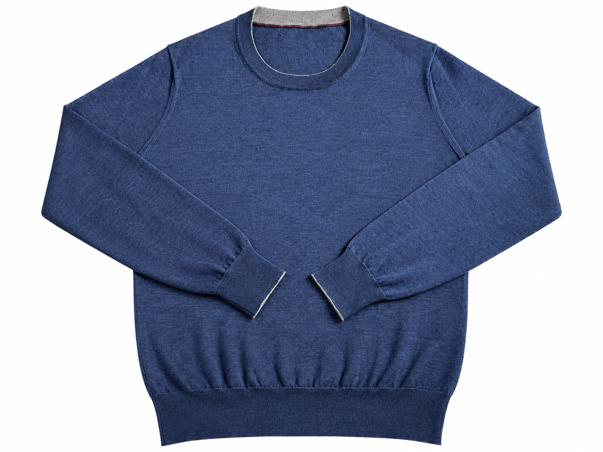 Brunello Cucinelli Blue Cashmere Silk Crewneck Jumper – IT 48 men