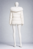 Moncler Down Feathers jacket LOCUSTELLE puffer in white size 3 ladies