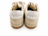 Gucci Calfskin Lame GG Monogram Web Womens Screener Sneakers Size 39 ladies
