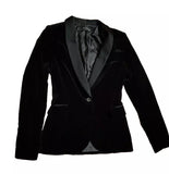 ZARA Woman BLACK VELVET TUXEDO BLAZER JACKET SIZE XS MOST WANTED ladies