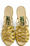 Salvatore Ferragamo Archives Limited Edition Leather Gold Mules Heels size 38 UK 5 ladies
