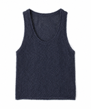 James Perse Navy Cotton & Linen-Blend Knitted Tank Top size 2 ladies