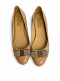 Salvatore Ferragamo Varina bow-embellished patent-leather ballet flats Size 8 1/2 38.5 ladies