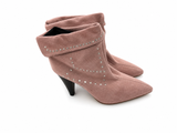 Isabel Marant Lisbo Studded Story Short Boots in Lilac Suede Leather Size 38 ladies