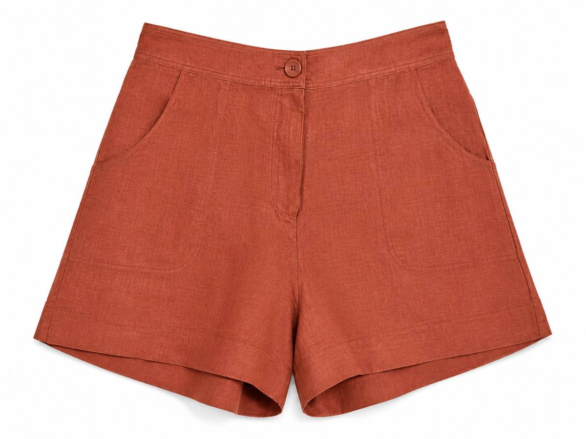 Eres Linen Brown Summer Shorts size F 42 US 10 UK 14 ladies