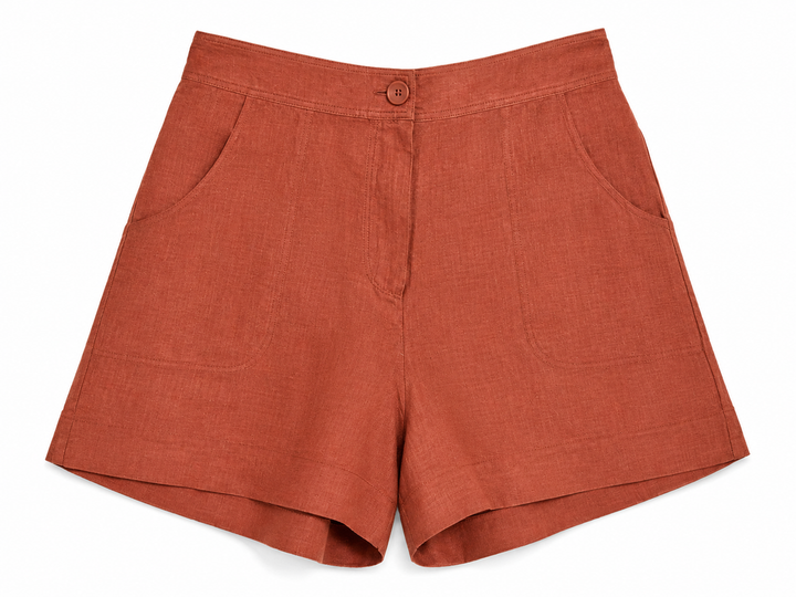 Eres Linen Brown Summer Shorts size F 42 US 10 UK 14 ladies