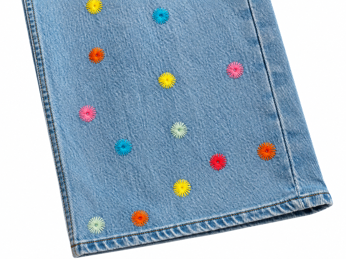 Mira Mikati Light Blue Embroidered Wide-Leg Jeans – Size 40 ladies