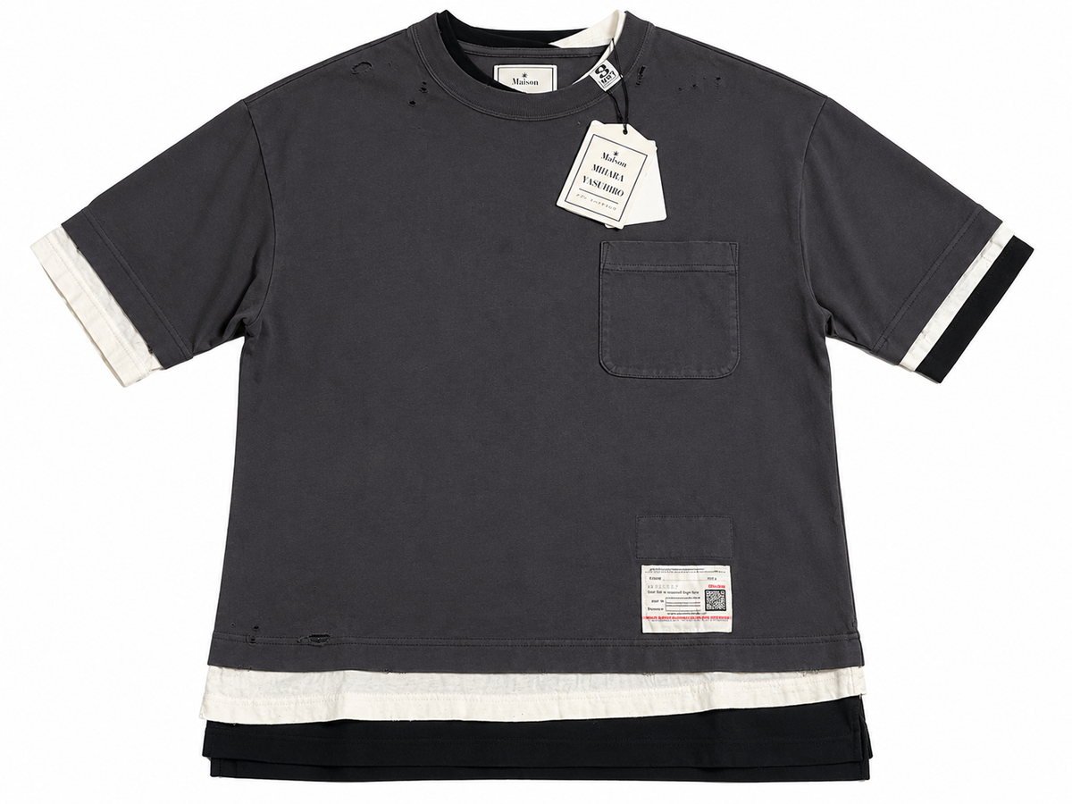 Maison Mihara Yasuhiro Men’s Distressed Layered Pocket T-Shirt – Size 44 men