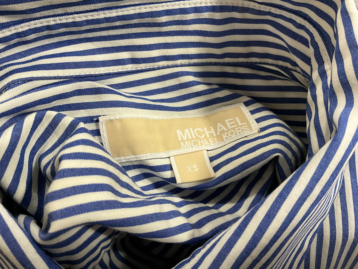 Michael Kors Pinstripe Cold Shoulder Shirts Top Size XS ladies