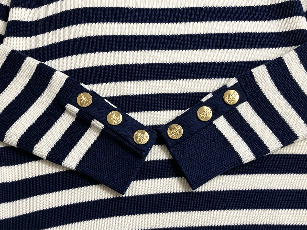 Ralph Lauren Purple Label Women’s Navy & Cream Striped Knit Jumper – Size XS ladies