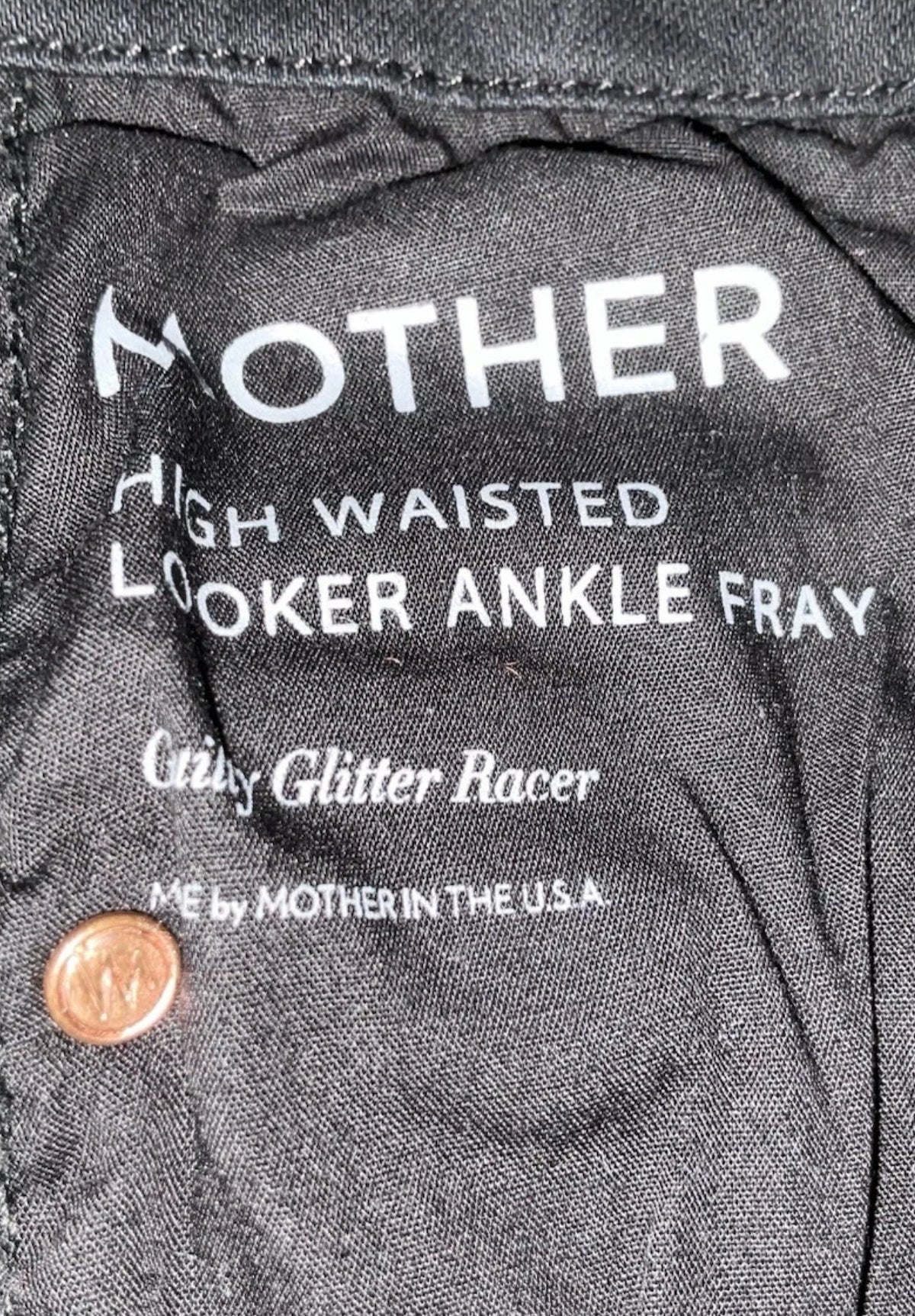 MOTHER Mother Denim High Waisted Looker Ankle Fray Guilty Glitter Racer 26 $228 ladies