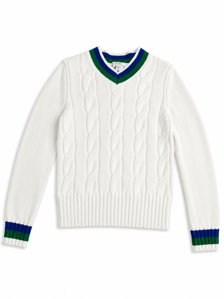 Jacadi Paris Boys White Cable Knit Cotton Sweater Jumper Size 8 Years (128 cm) children