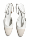 Chanel Cap Toe Slingback Pumps – White/Cream Leather – EU 38 ladies