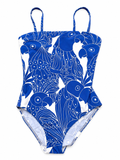 ERES Bird-Print Square-Neck Swimsuit – Blue & White – ladies