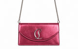 Christian Louboutin Loubi54 Metallic Pink Patent Leather Crossbody Clutch Bag ladies