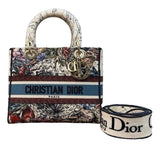 Christian Dior Canvas Embroidered Medium Lady D-Lite Ecru Multicolor Bag Handbag ladies