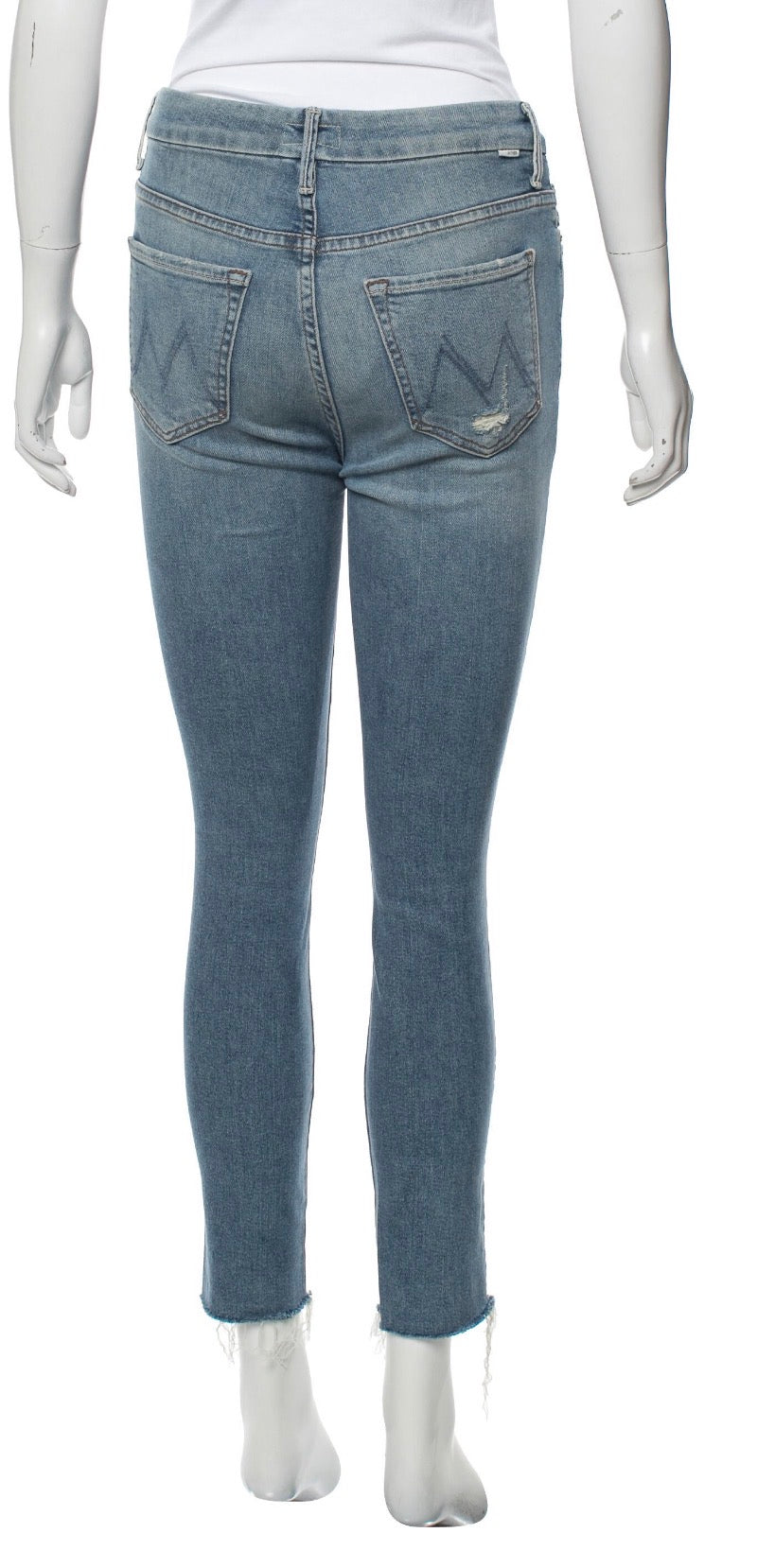 Mother High Waisted Looker Ankle Fray Jeans-Shoot To Thrill Distressed-Size 26 ladies