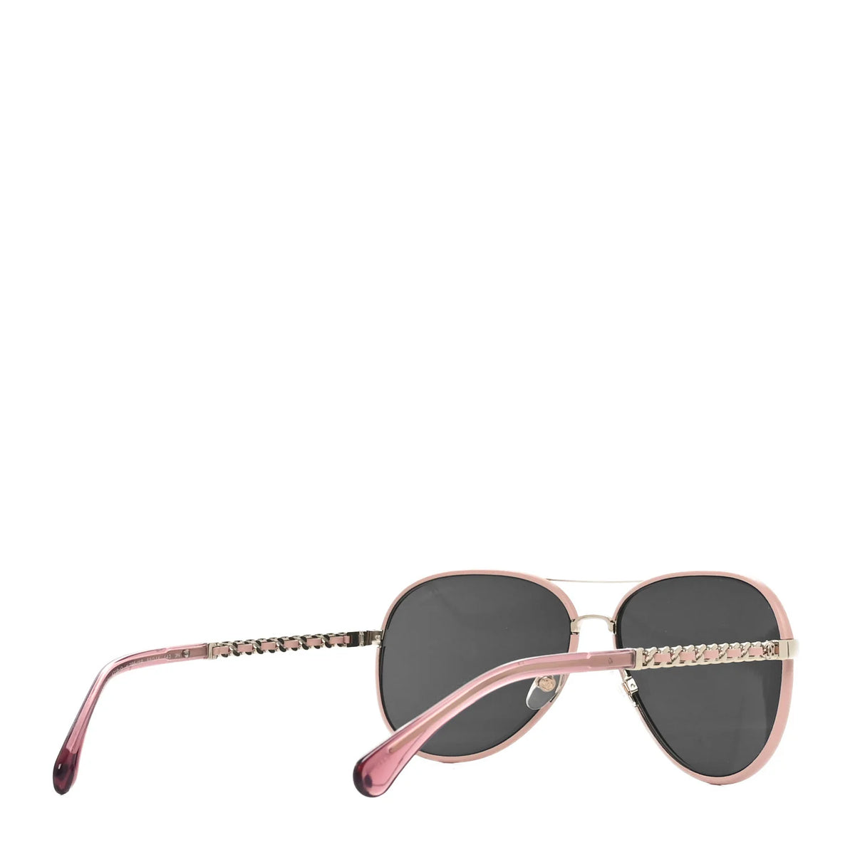 CHANEL Pink Leather CC Aviator Pilot Winter Sunglasses - 4219