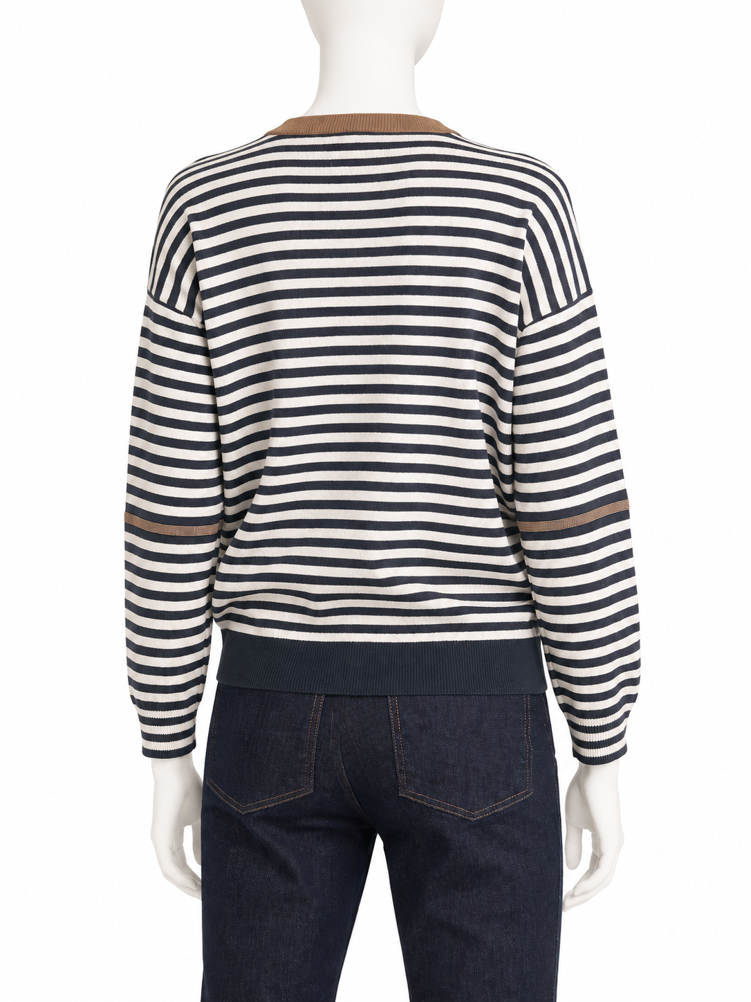 Brunello Cucinelli Striped Monili Embellished Knit Pullover ladies