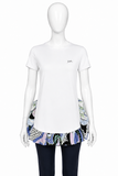 Emilio Pucci Multicolour Printed Ruffle-Hem Cotton T-Shirt – Size S ladies